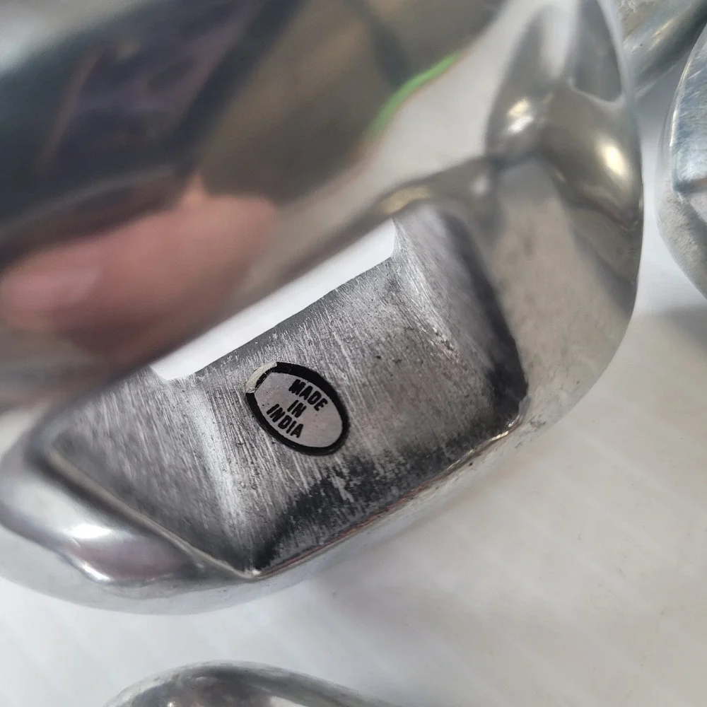 6 Pottery Barn Silver Metal Square Industrial Napkin Rings‎ Heavy Brutalist